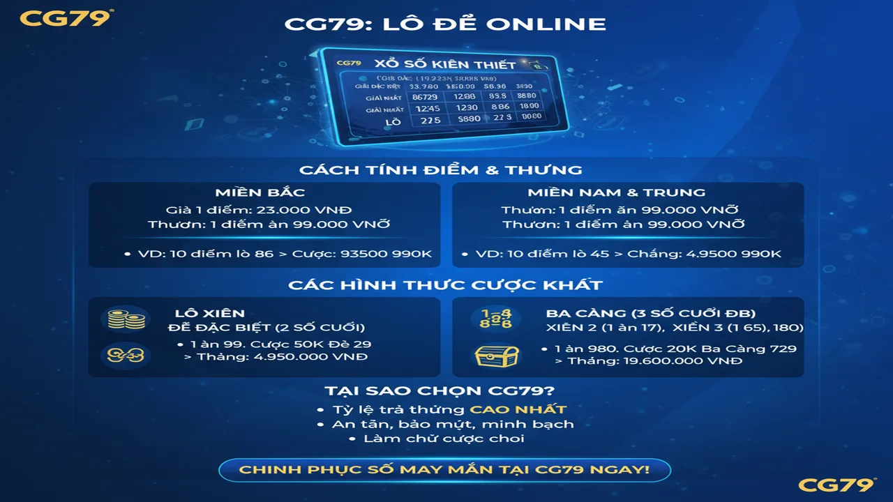 Cách tính điểm lô và tiền thưởng lô đề online CG79